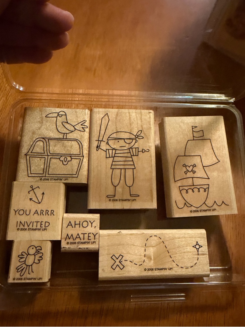 Stampin Up Ahoy Matey Pirate Wood Mounted Rubber Stamps Set of 7‎ 2006 Nautical